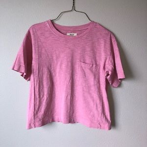 Madewell Pink Pocket Crop T-Shirt XS